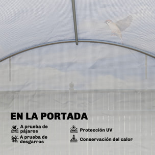 Invernadero de Exterior 6x4x2 m, Invernadero de Túnel con 2 Varillas de Soporte, Puertas Enrollables, Ventanas de Malla, Cubierta PE y Marco de Acero Galvanizado, Anti-UV, Impermeable, Blanco