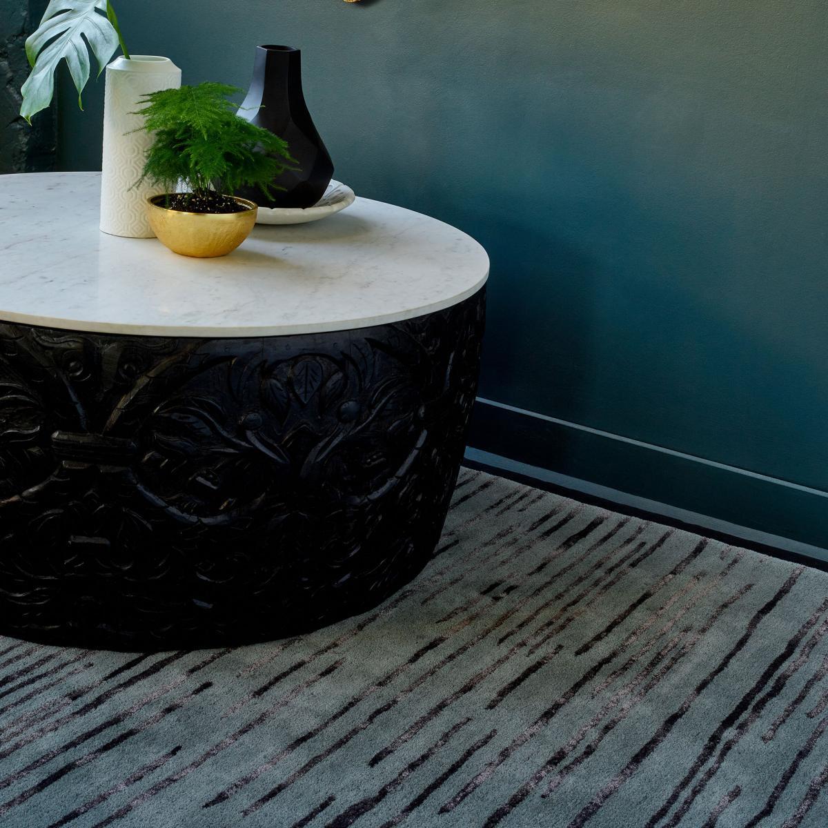 Tapis salon et chambre fait à la main en laine motif faux uni