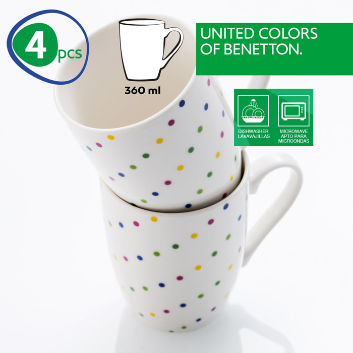 Set 4 mugs diseño puntos de colores benetton