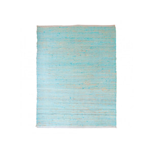 Tapis rectangulaire bleu en cuir et chanvre 120x180cm - BERBERE