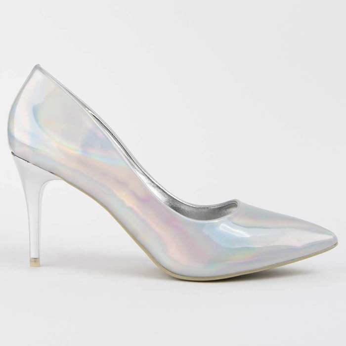 Zapato De Tacón - Plateado - Altura: 8 Cm
