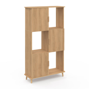 Etagère bibliothèque Albane 6 niches effet lattes 143cm