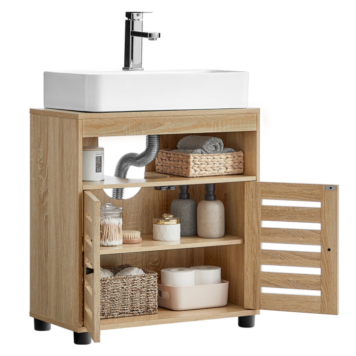 Mobile sottolavabo Sonoma in legno rovere con ante a persiana