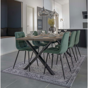 Set 2 sedie da pranzo Middelfart in velluto verde scuro con gambe nere