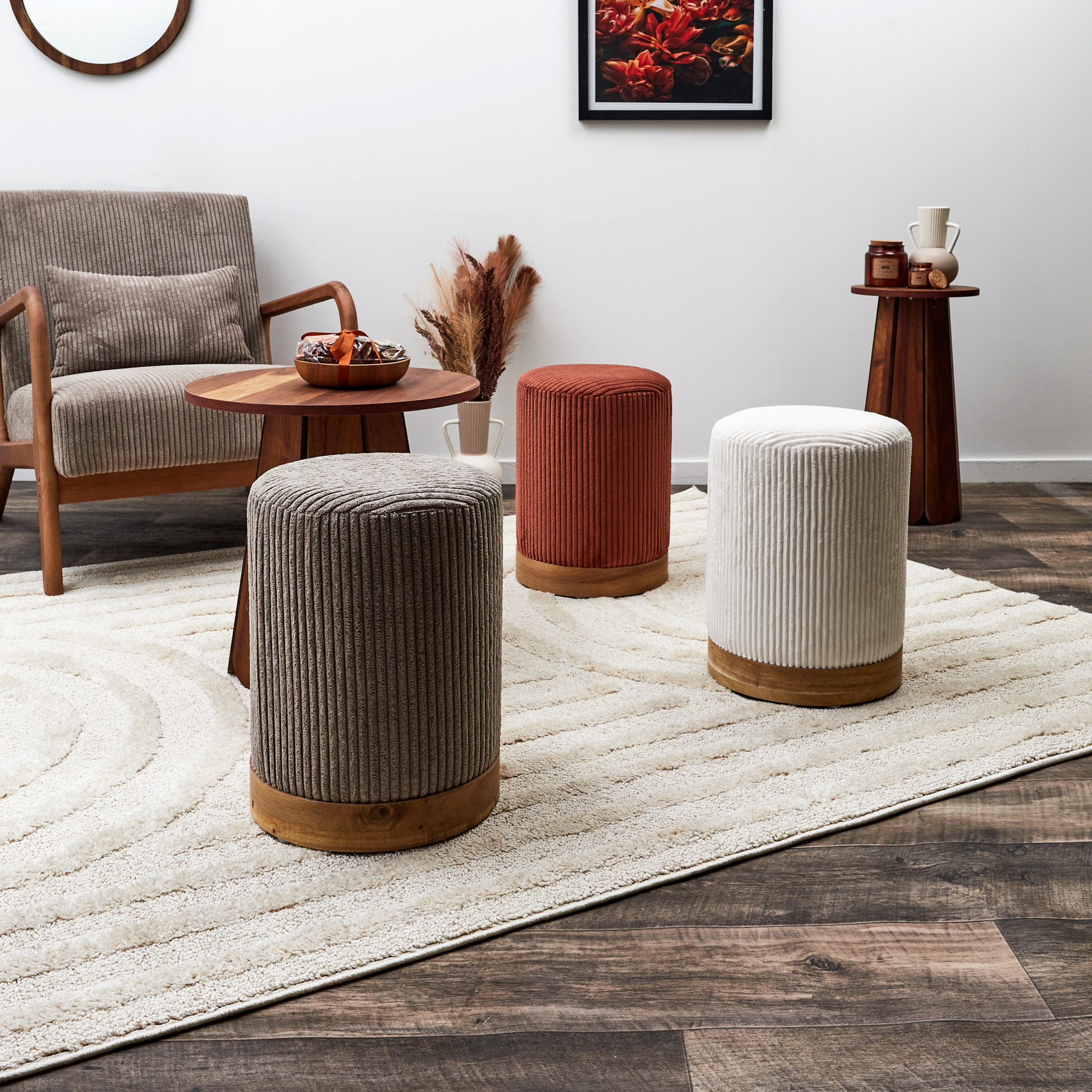 Pouf Cotele Scott Terracotta