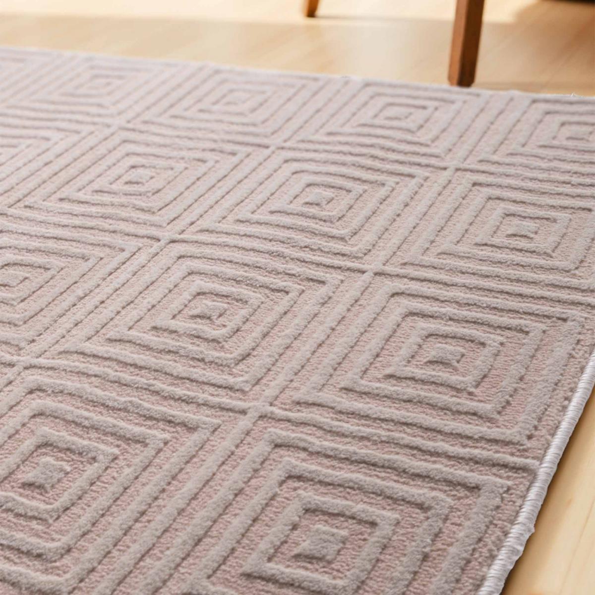 Tapis salon, motif géométrique relief, taur, chaleureux