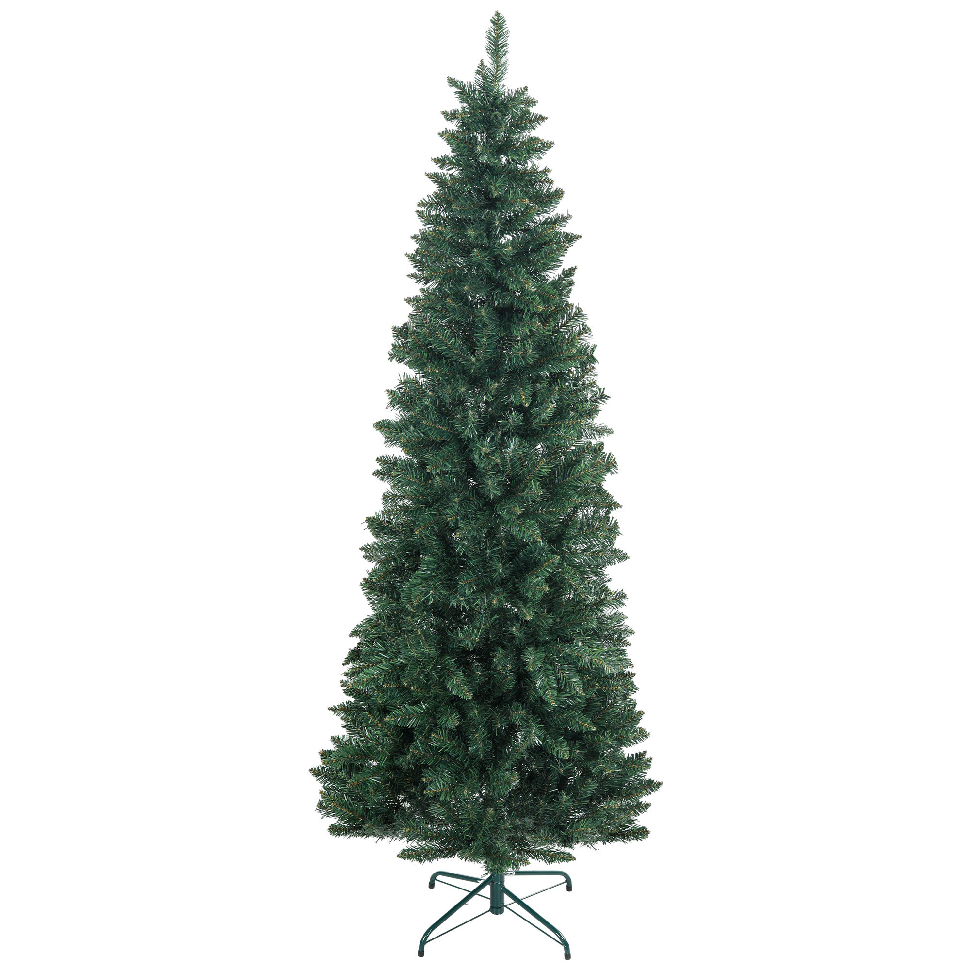 Árbol de Navidad Estrecho 210 cm Árbol de Navidad Tipo Lápiz con Base Plegable y 687 Ramas para Dormitorio Oficina Verde