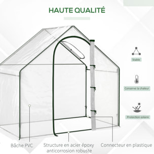 Serre de jardin balcon terrasse serre pour tomates 1,8L x 1l x 1,68H m acier PE imperméable transparent