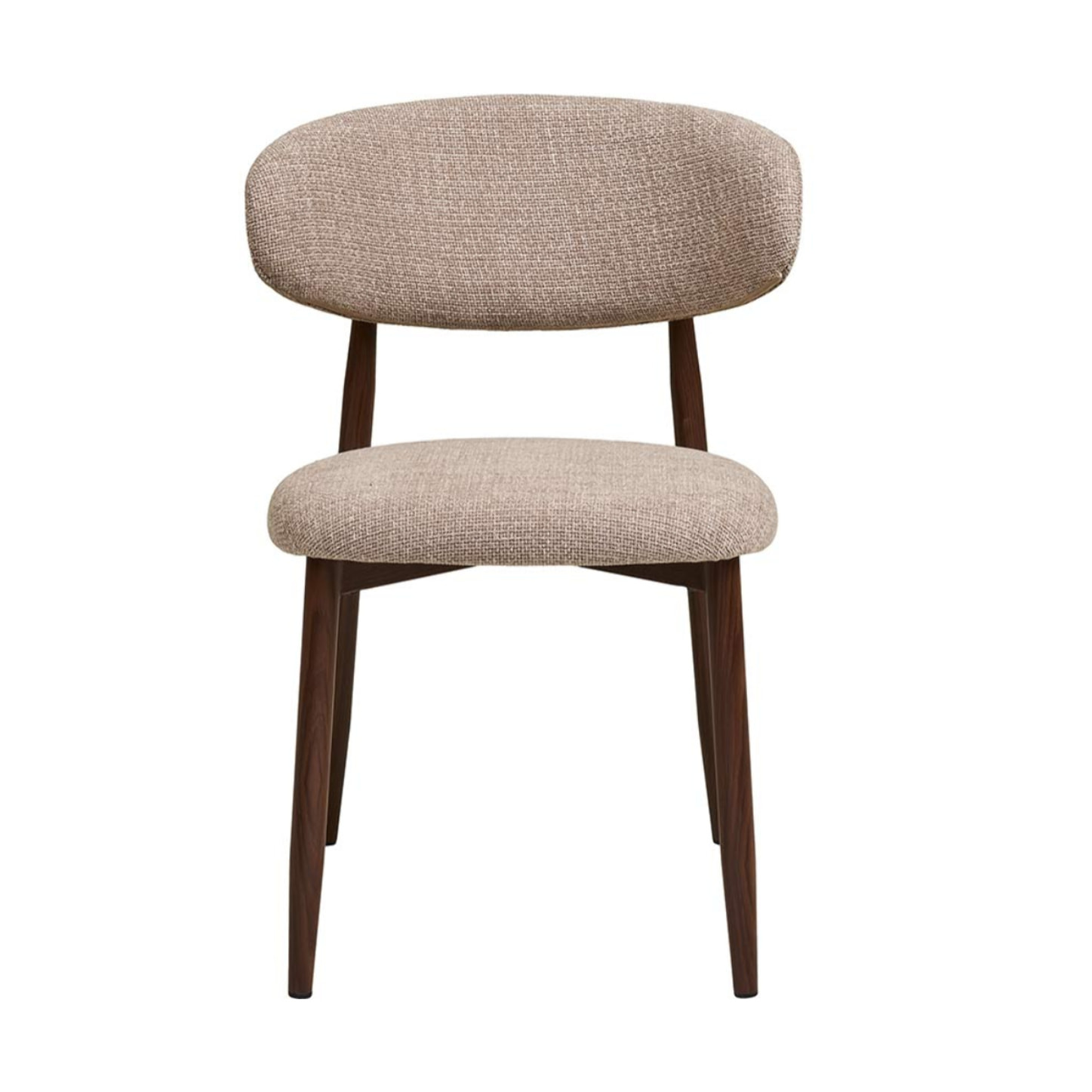 Eddie - lot de 2 chaises en tissu texturé - pieds en acier effet bois - Marron / Beige