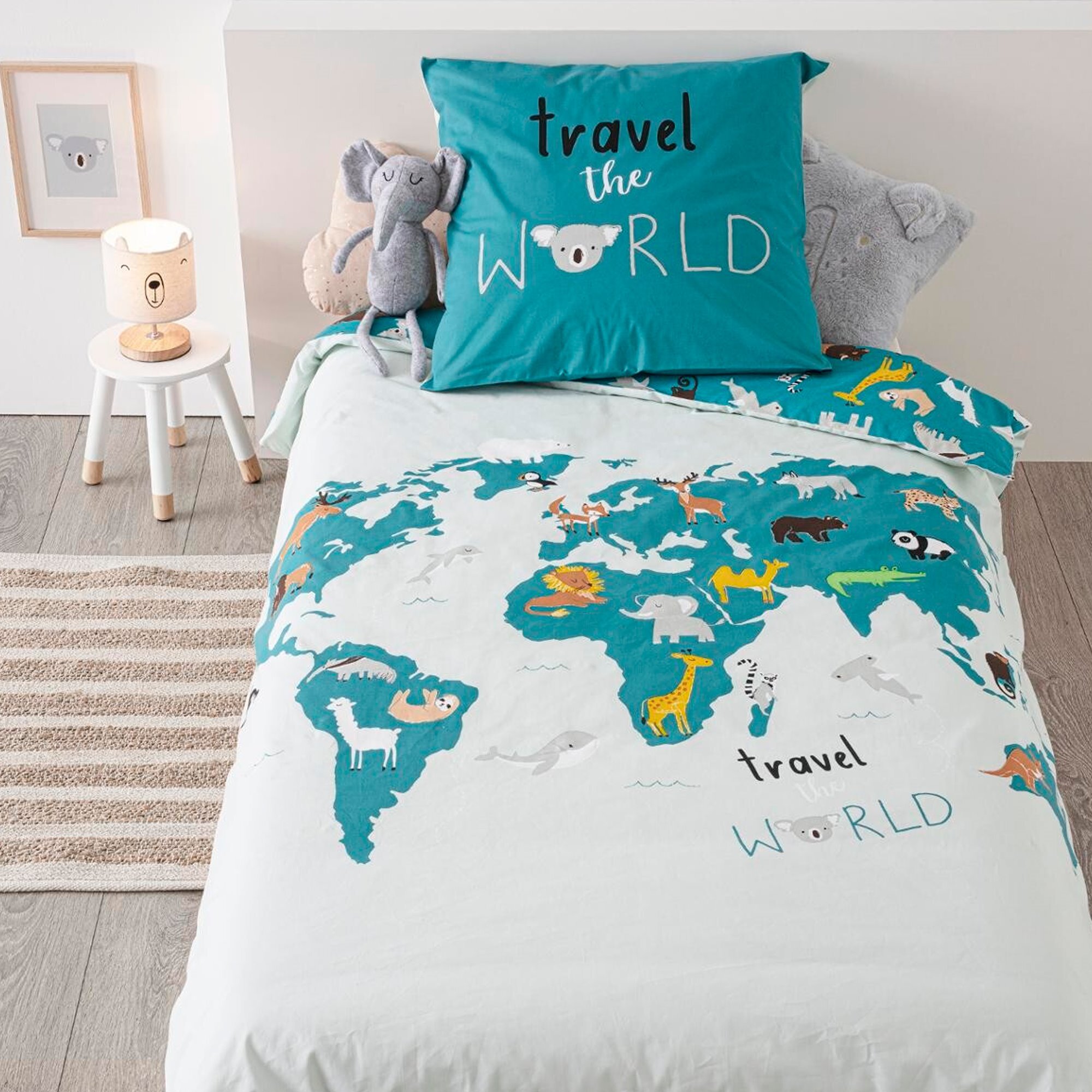 Juego de cama infantil mapa del mundo atmosphera.