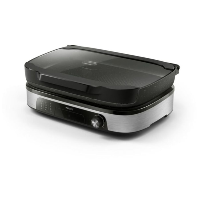 Plancha électrique PHILIPS HD6212/90  couvercle verre à poser, 50x25 cm