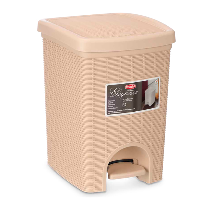 Cestino crema con pedale e secchio estraibile, design "elegance" 20L.