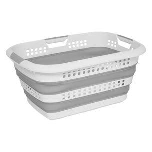 Corbeille à linge pliable 45L "Hugger" gris et blanc