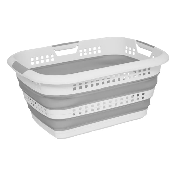 Corbeille à linge pliable 45L "Hugger" gris et blanc