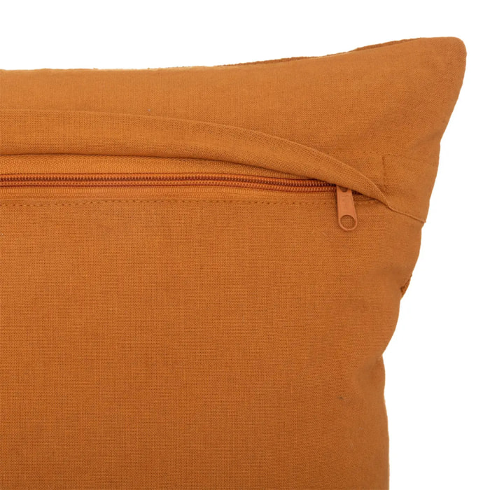 Coussin "Hary" - motifs brodés - coton - jaune ocre - 45x45 cm