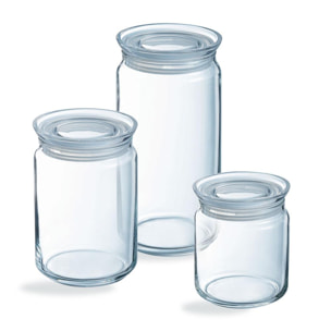 Lot de 3 pots de conservation Pure Jar Glass - 70-100-150cl - Luminarc