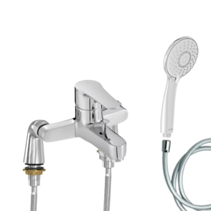 Mitigeur baignoire July + pommeau de douche Juliette + flexible de douche lisse + colonnettes Idro'Flex