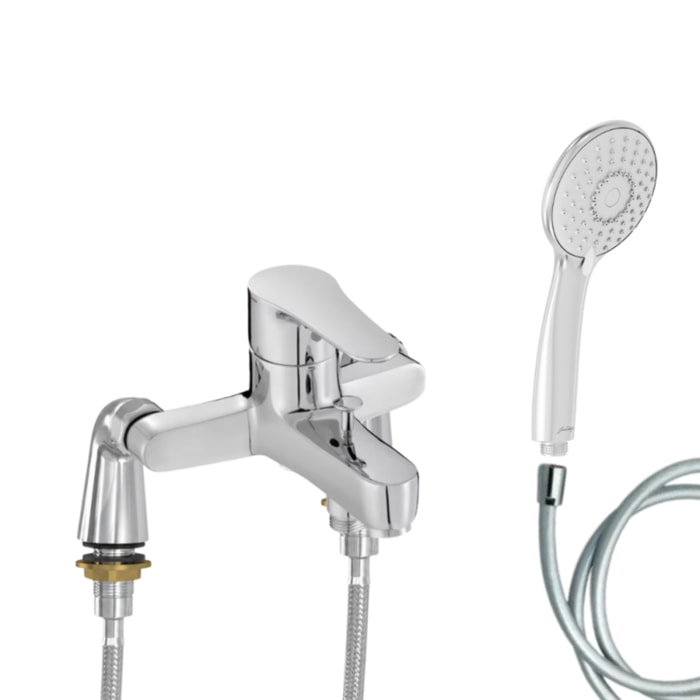 Mitigeur baignoire July + pommeau de douche Juliette + flexible de douche lisse + colonnettes Idro'Flex