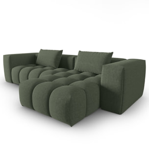 Canapé d'angle droit modulable "Lorella" 3 places en tissu structurel vert olive foncé