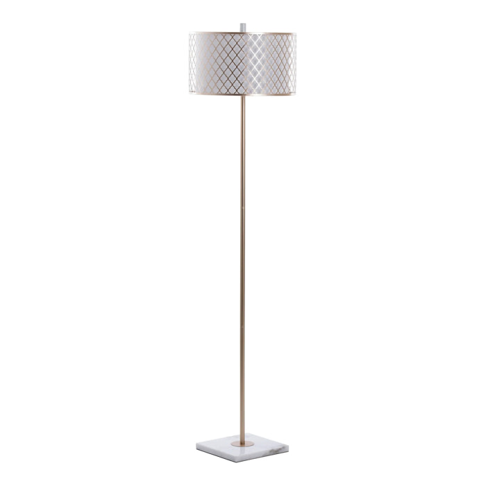 Lampara De Suelo Metal Dorada Blanca 40x40x165 Cm