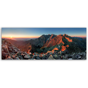 Tableau panoramique crêtes rocheuses lever de soleil Toile imprimée