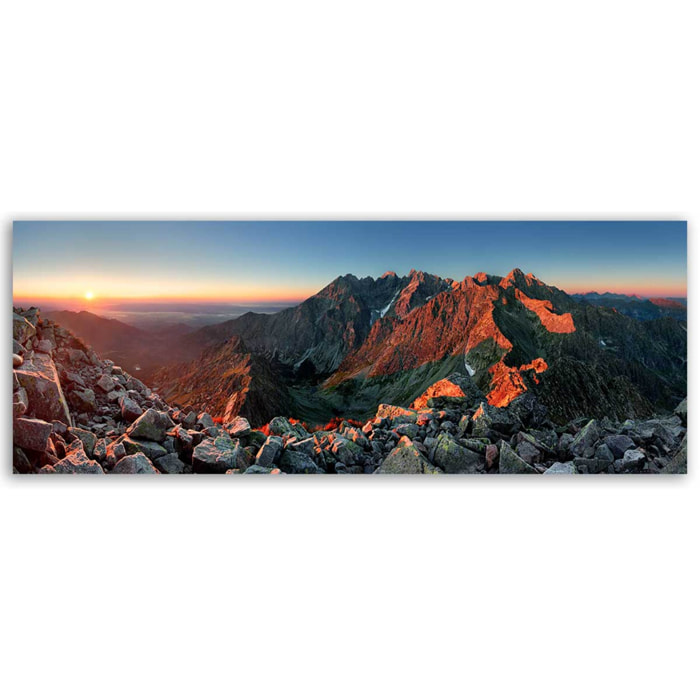 Tableau panoramique crêtes rocheuses lever de soleil Toile imprimée