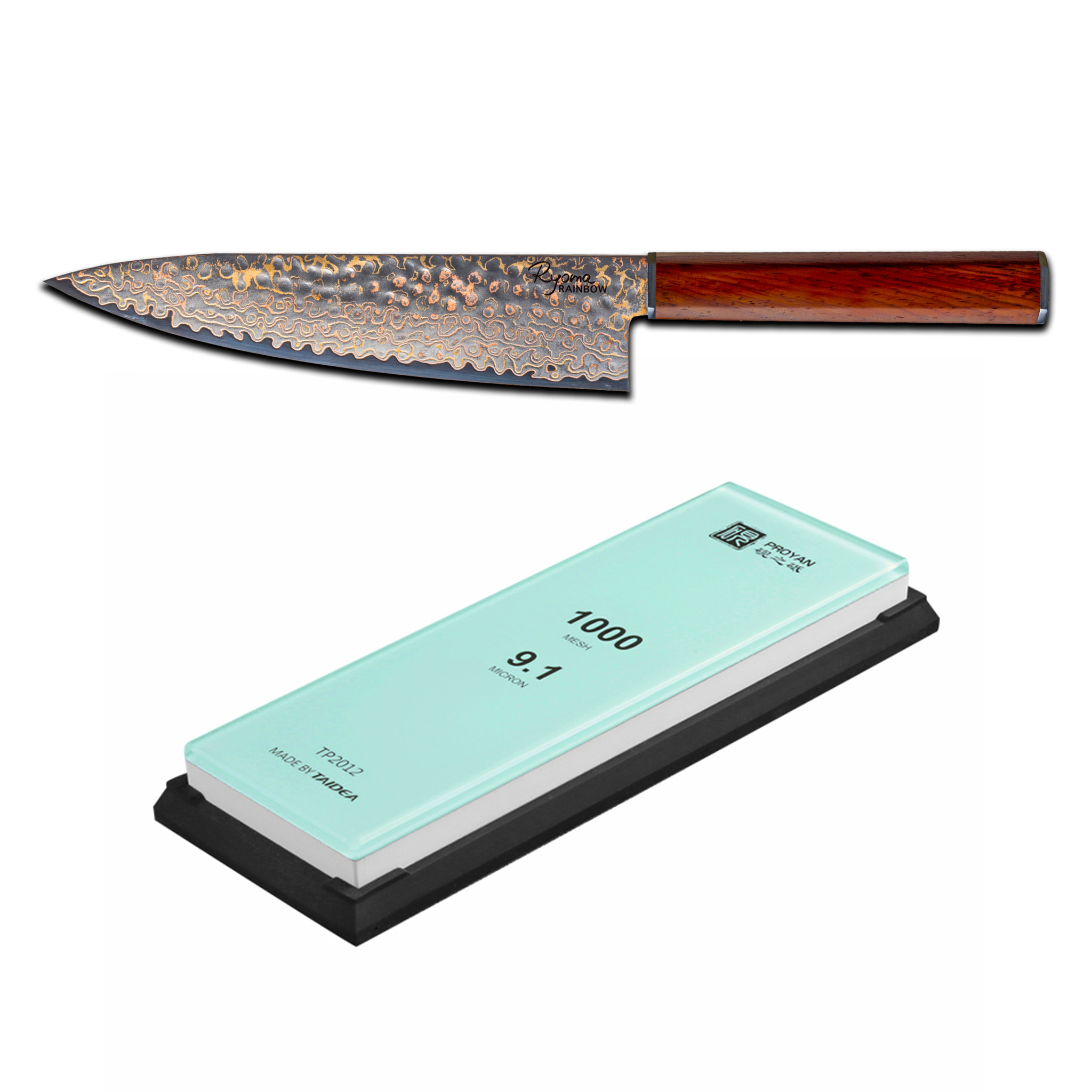 Lot couteau Chef & aiguisage Ryoma Rainbow