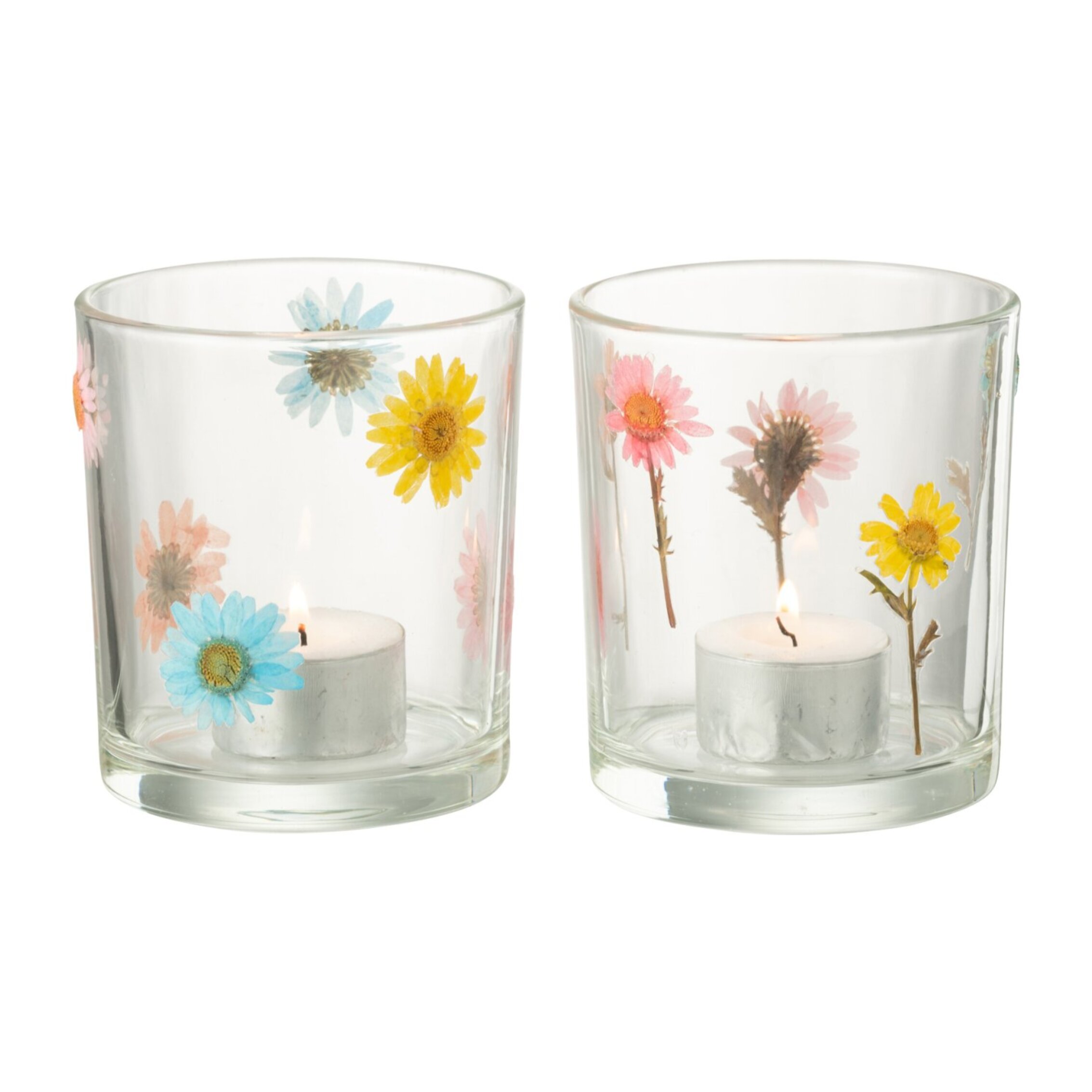 J-Line photophore Posy - verre - transparent/mix - medium - 2 pcs
