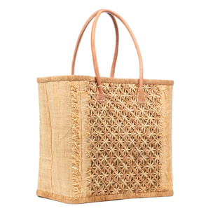 Villafrati borsa a spalla donna. Realizzato in rafia e paglia, con manici in pelle.