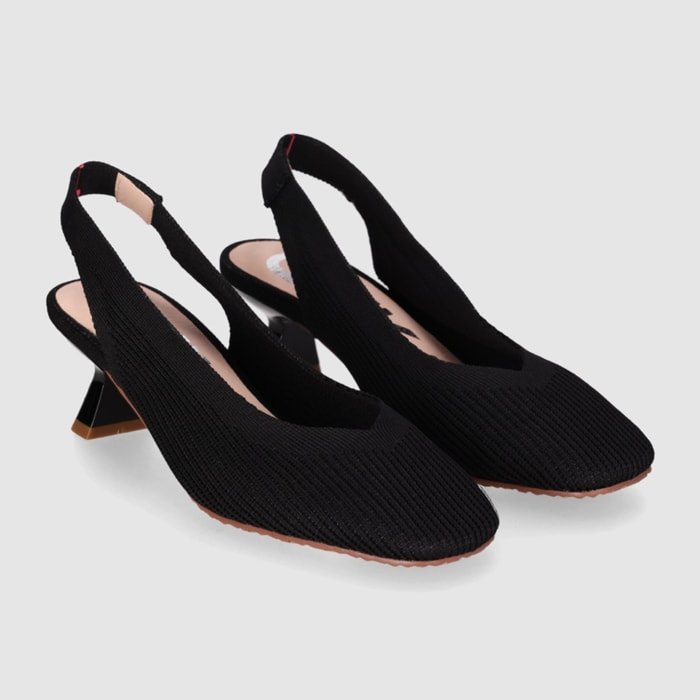 Zapatos de Tejido - Negro - Tacón: 4 cm