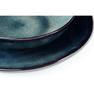 Service 12 assiettes Excelsa Artisan, stoneware, bleu