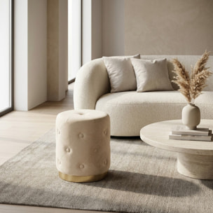 Pouf contenitore rotondo in velluto con base oro Ø37x47 cm, sgabello imbottito con vano portaoggetti, seduta elegante design moderno per salotto camera da letto ingresso cabina armadio e angolo trucco, portata fino a 100 kg