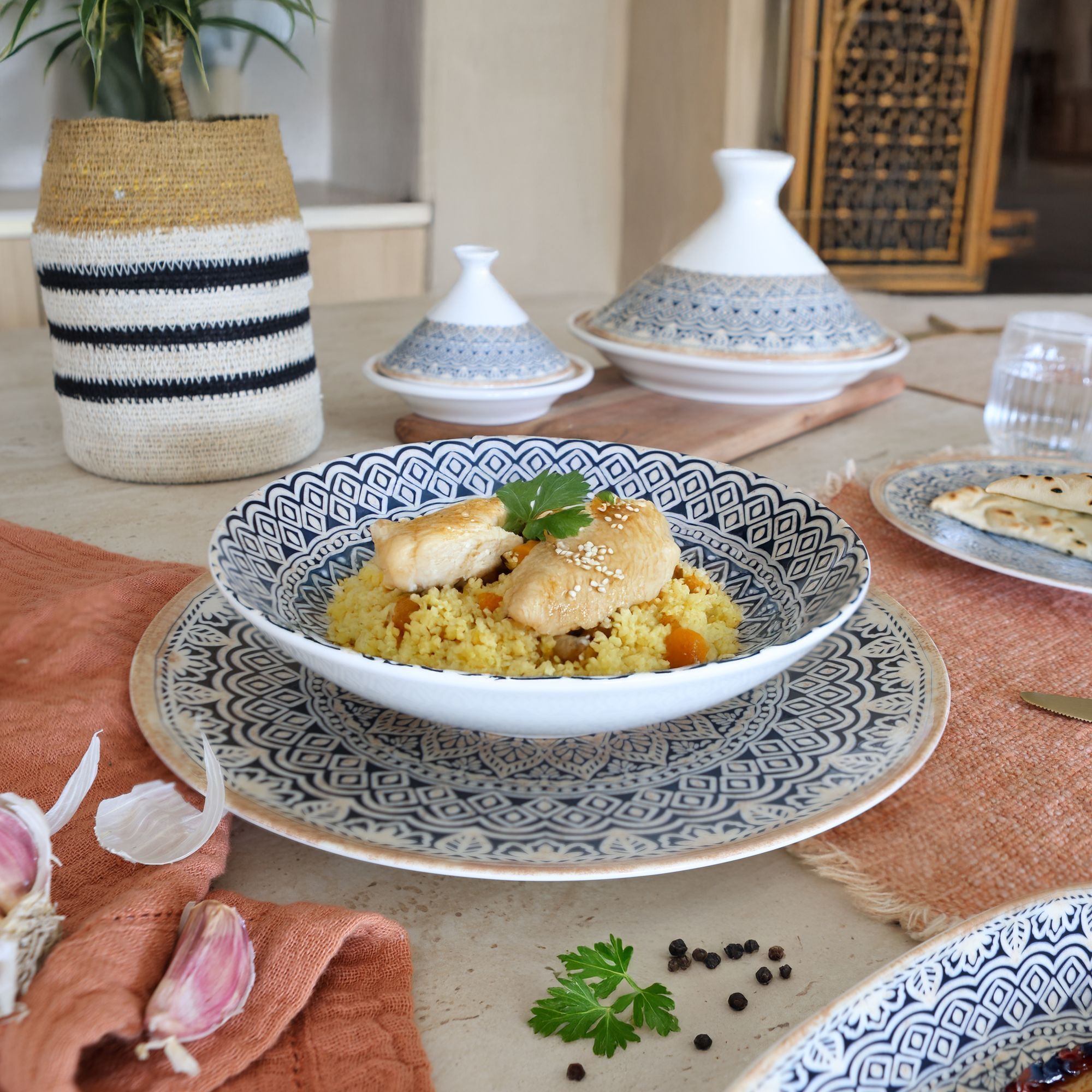 Lot de 6 assiettes creuses en porcelaine 21cm BYZANCE