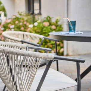 Table de jardin ronde aluminium et verre + 6 assises ORBIS + LIORA