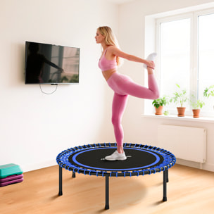 Trampolín de Fitness Adultos Ø114 cm, Cama Elástica con Marco de Acero Reforzado, para Entrenamiento Piernas, Cuerpo en Hogar, Oficina, Gimnasio, Azul y Negro