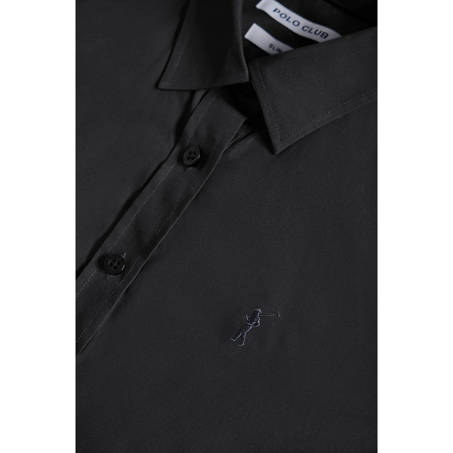 Camicia in popeline Slim Fit nera con ricamo Rigby Go