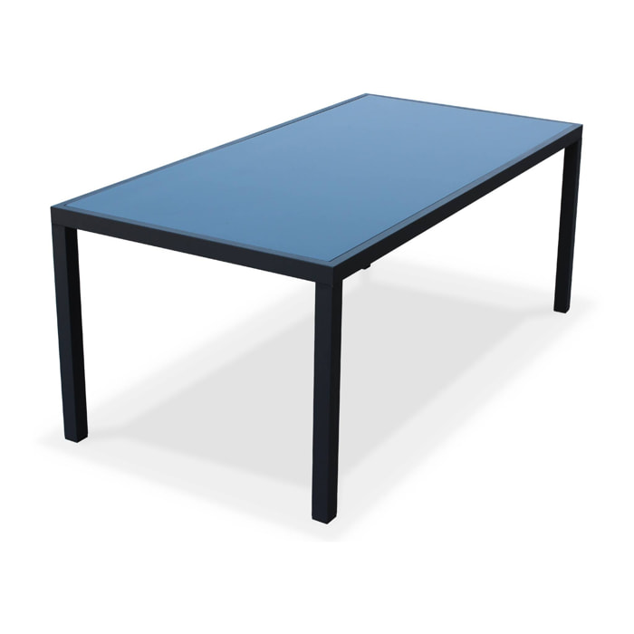 Table de jardin aluminium + 8 assises - Capua 180cm - Anthracite. gris - 8 places - 1 grande table rectangulaire. 8 fauteuils empilables