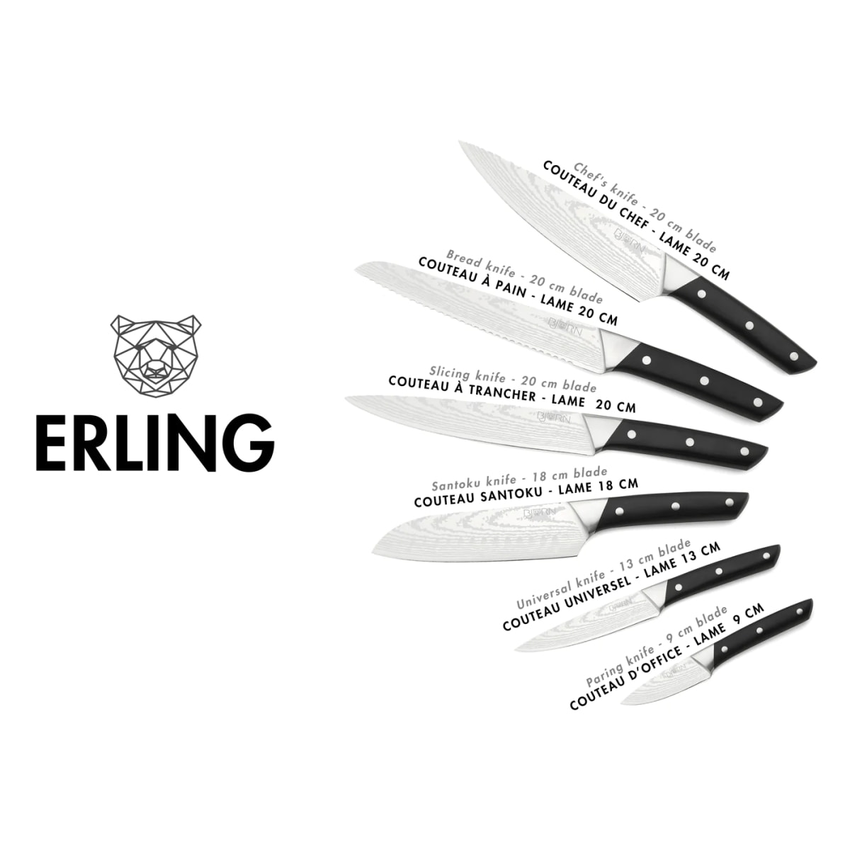 Couteaux de cuisine ERLING - 6 pièces