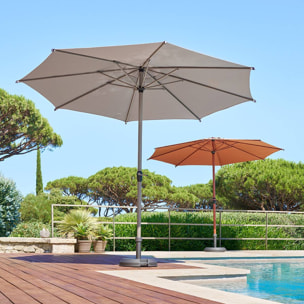 Parasol droit rond inclinable Loompa 3m café