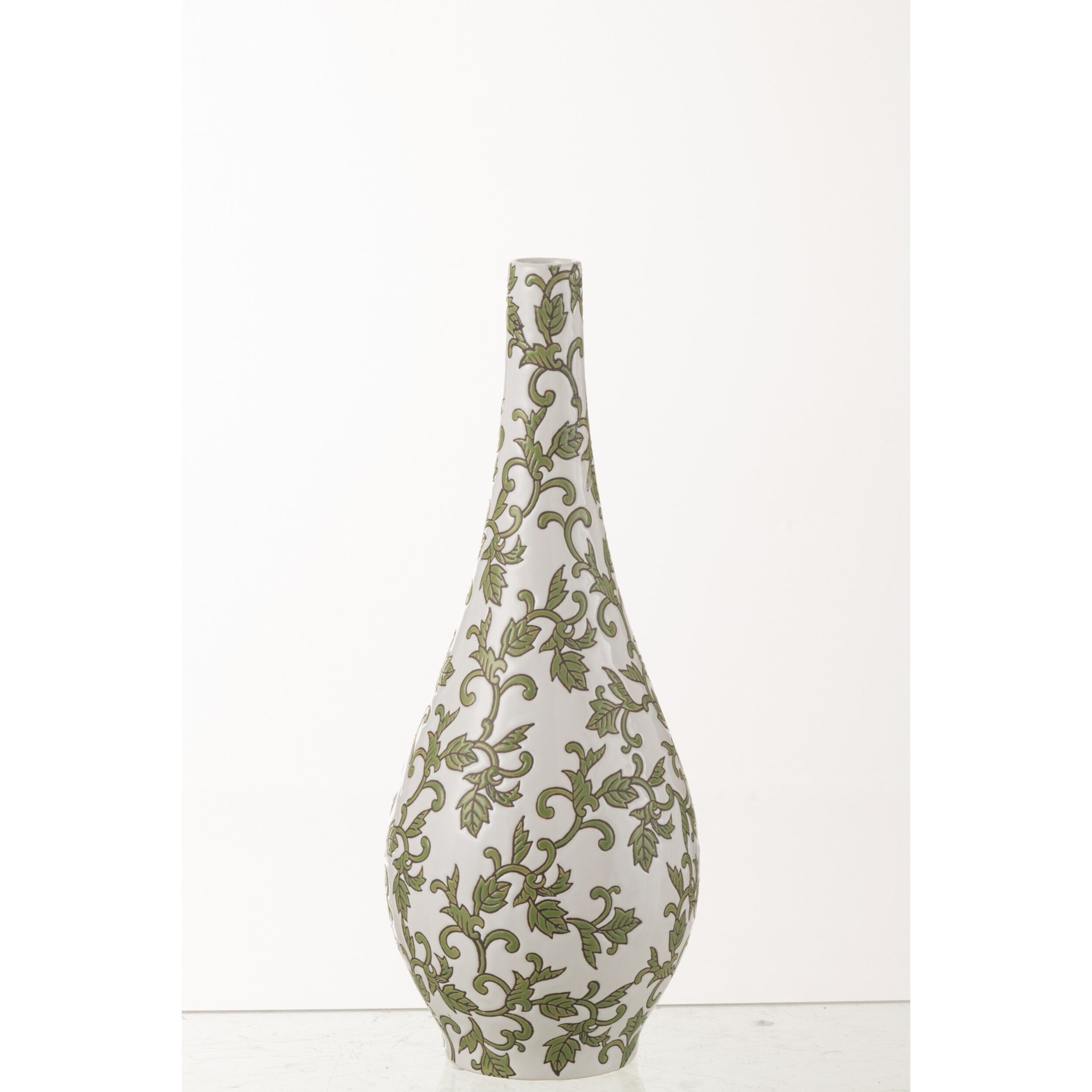 J-Line Vase Yezi Poire Porcelaine Vert/Blanc