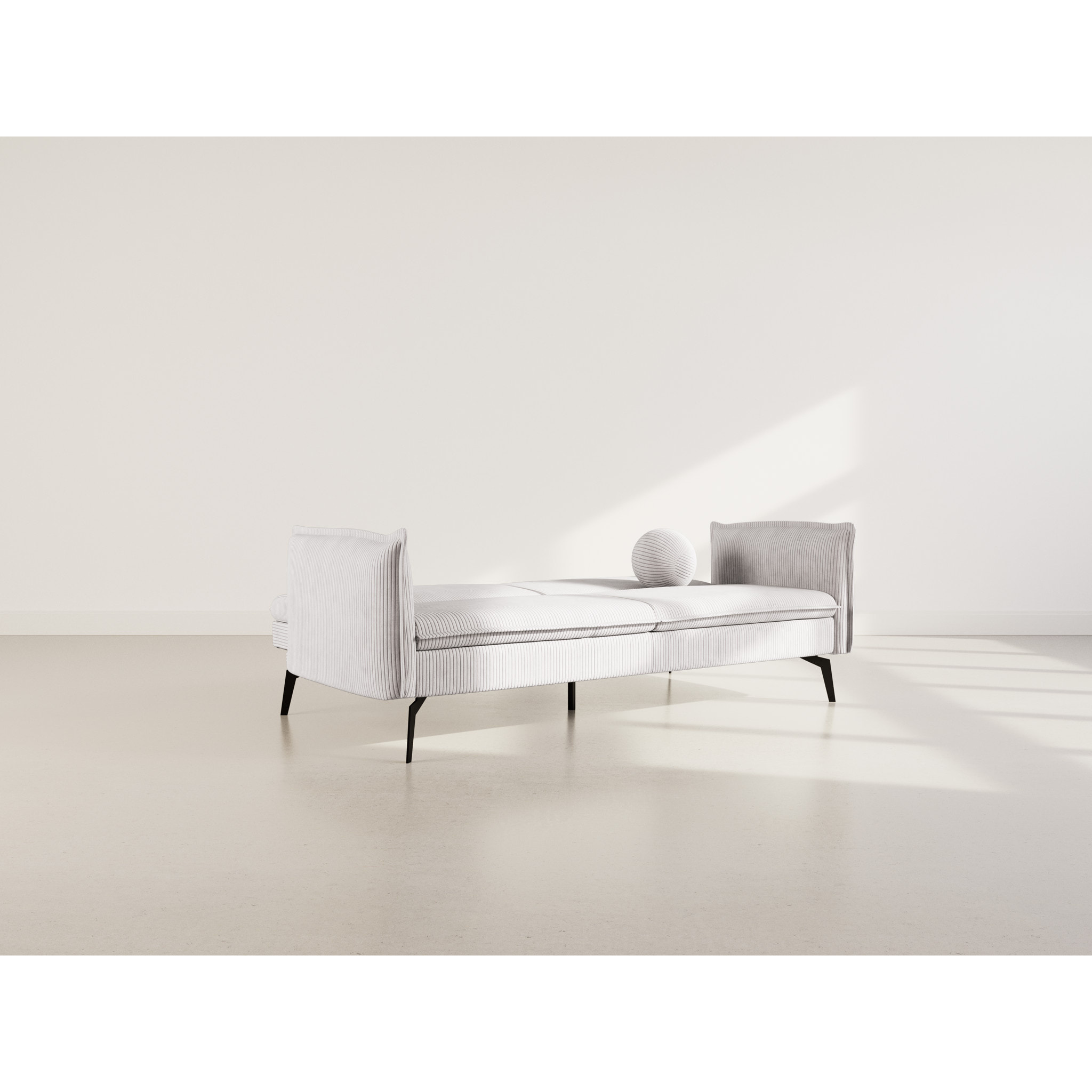 Lexie - Canapé convertible clic-clac 2 places en velours côtelé - Gris clair