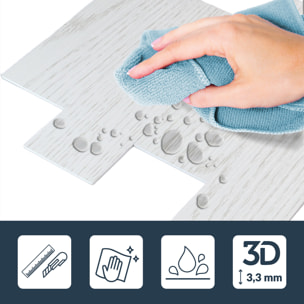 Crédence adhésive murale 3D  - Effet bois 4 pièces - Blanc