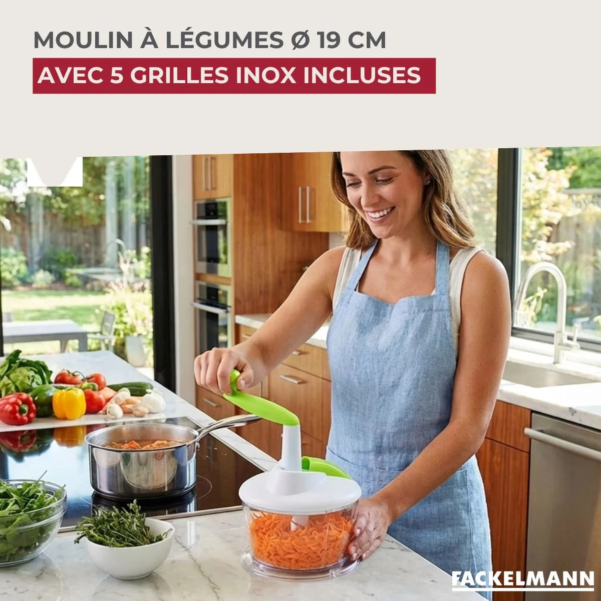 Râpe à légumes 5 grilles inox 19 cm Fackelmann