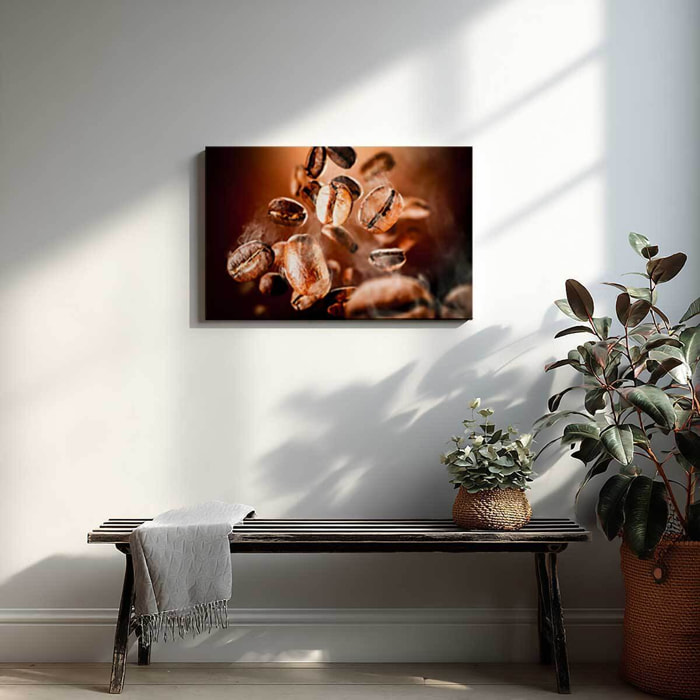 Tableau grains de café en lévitation Toile imprimée