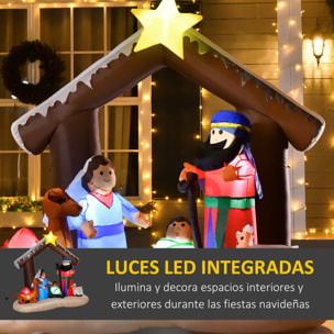 HOMCOM Decoración Inflable de Navidad 183 cm con Luces LED Incluye Inflador Tipo Arco Bíblico del Nacimiento de Jesús para Fiestas Jardín Exterior 201x100x183 cm Multicolor