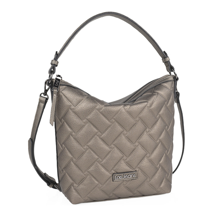 Bolso Hobo-Hombro Lois Dewey Plata Oscuro