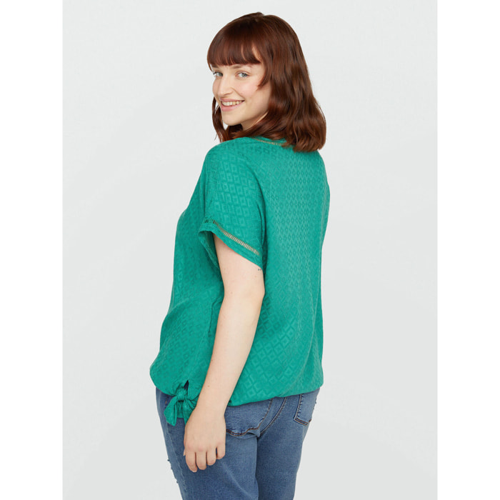 Fiorella Rubino - Blusa a disegni etnici in viscosa LENZING™ ECOVERO™ - Verde