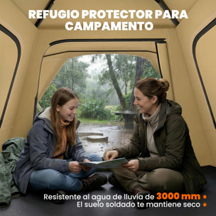 Tienda de Campaña Instantánea, Tienda Pop Up con Ventanas de Malla y Bolsa de Transporte, Impermeable 3000mm y Protección UPF50+, para 3-4 Personas, Caqui