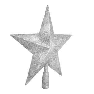 Stella di Natale decorativa per albero di Natale. Con glitter argento, 27cm.