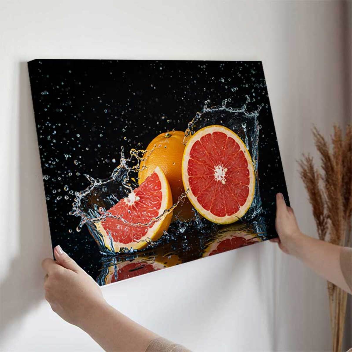 Tableau pamplemousse éclaboussures Toile imprimée